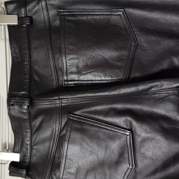 High waist five pocket genuine leather pants women's US 6 - Picture 3 of 8